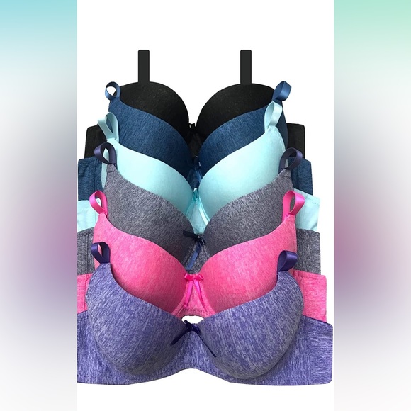 Other - 🆕 Secret 6 Pack of Color Print T-Shirt Bras B Cup C Cup and D Cup